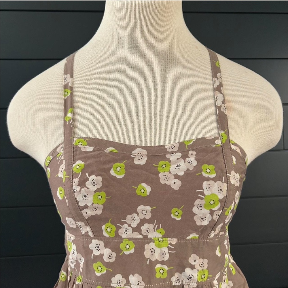 ADORABLE Gap Dress Criss-Cross Spring Floral Retro Adjustable Green Cottage Core